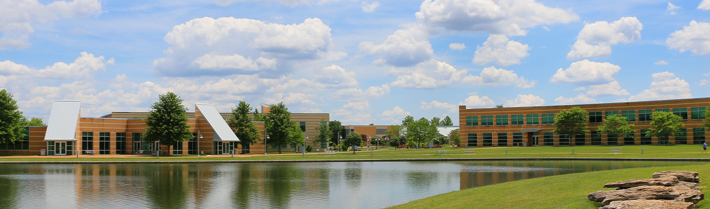 View of SCC Main Campus From Far Side of the Lake Looking Back at Life Sciences and Conoyer Hall Buildings